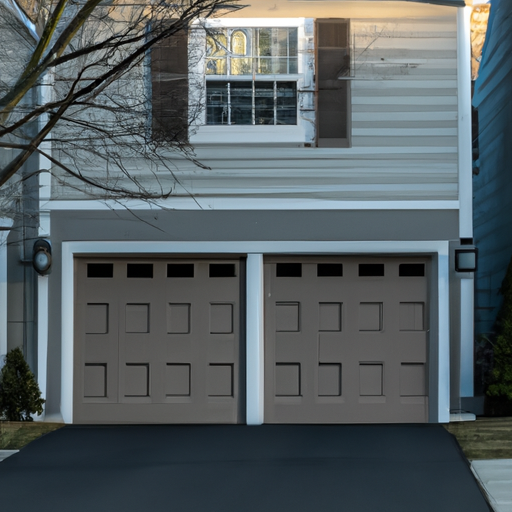 Residential street in Ridgewood, NJ showing a closed insulated garage door on a single-family home, tree-lined sidewalk.